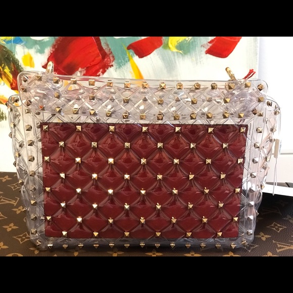 NEW VALENTINO PLEXI ROCKSTUD SPIKE BAG MEDIUM - Picture 2 of 7
